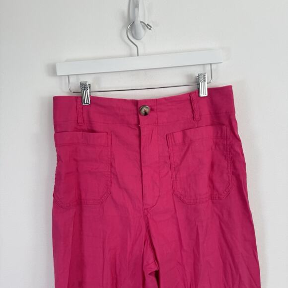 Maeve Anthropologie The Colette Crop Wide Leg Pants Pink Linen Blend Womens 30 - Picture 3 of 8